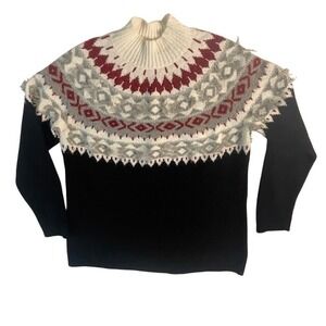 J.Jill Fair Isle Mock Neck Sweater PETITE SMALL Nordic Cozy Cottagecore Nordic